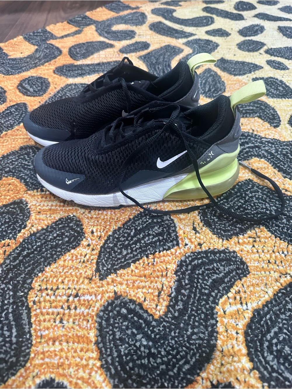Nike Kids Black Sneakers with Neon Yellow Accent